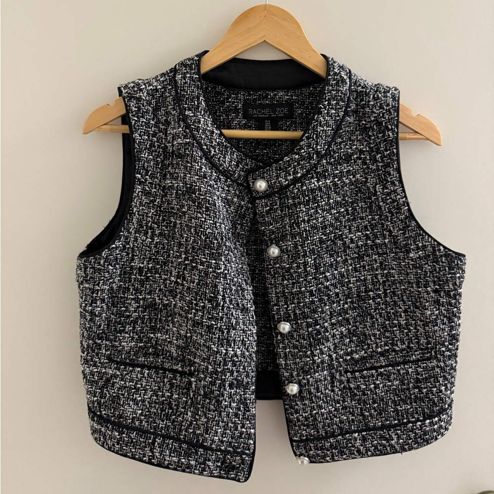 Rachel Zoe Black and White Tweed Vest